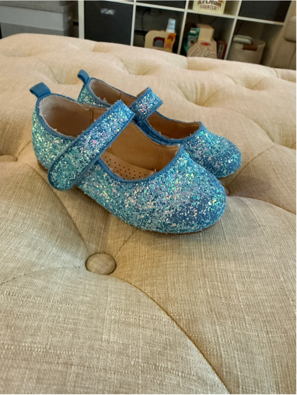 Toddler Blue Glitter Mary Jane Shoes Size 7